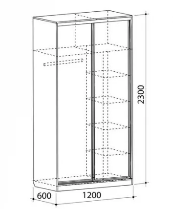 Шкаф-купе Рио 2-600 Дуб млечный / Крем_3