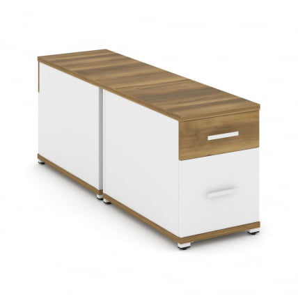 Тумба двухсторонняя опорная приставная с ящиком и распашным фасадом CONCEPT CN.DTGO-004 B/W Сандал Янтарный Белый бриллиант Белый_0