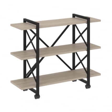Стеллаж на колесных опорах - 3 полки LOFT  VR.L-MST.K-3.8V Металл черный Дуб Аттик_0