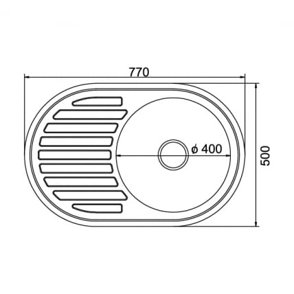 Мойка врезная овальная 500 х 770 мм хром (правая)_2