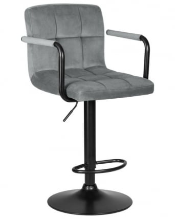 Стул барный DOBRIN KRUGER ARM BLACK (серый велюр (MJ9-75)) 2 шт_1