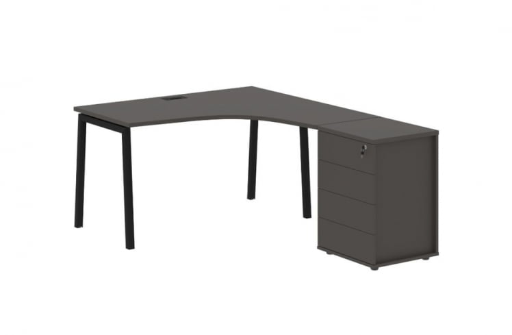 Стол эргономичный с тумбой (правый) EDIS ELCET 1318 R Мокко Черный_0