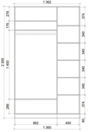 Шкаф-купе Хит-23-14-15 Дуб млечный_2