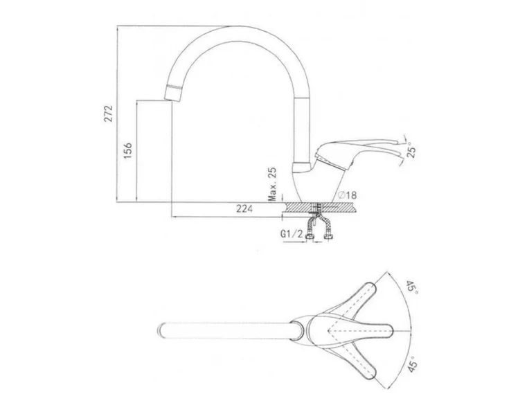Кухонный смеситель GRANULA 1024 Черный_1