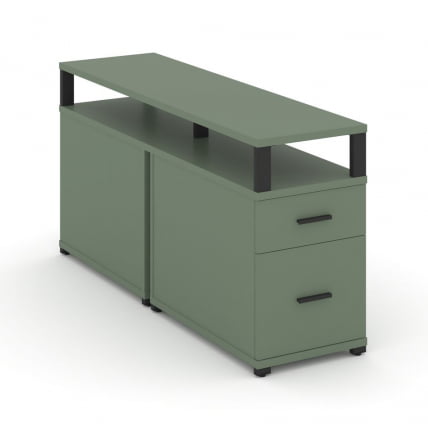 Тумба двухсторонняя опорная приставная с ящиком, распашным фасадом и надставкой CONCEPT CN.DTGP-002 B/W Кобо Черный_0