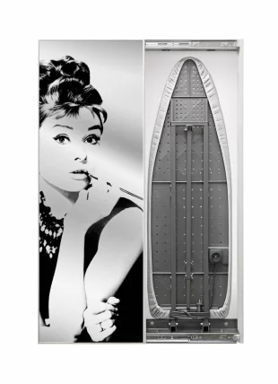 Шкаф со встроенной гладильной доской Iron Slim Print (левый, купе) Венге_0