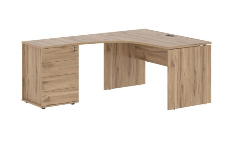 Стол эргономичный с тумбой левый EDIS EDCET 1518 L Дуб Денвер светлый Мокко_0