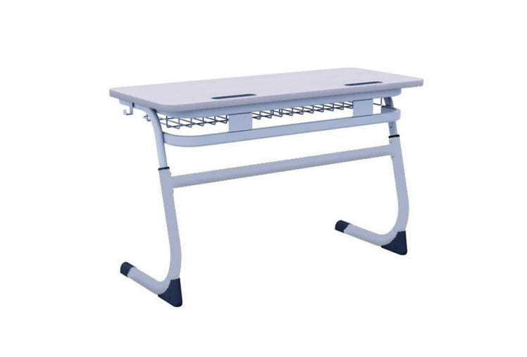 Парта двухместная регулируемая по высоте СМАРТЙ с углом наклона столешницы и антивандальной полиуретановой кромкой (рост 5-7) Серый/Серый / SMARTY_0