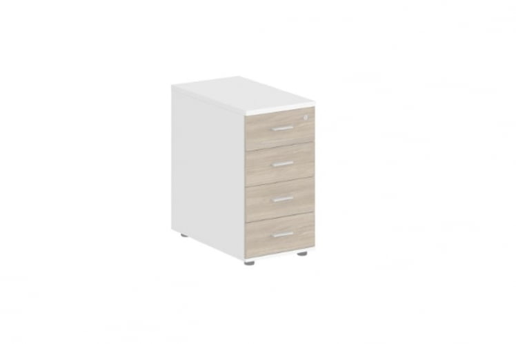 Тумба приставная с 4 ящиками-метабоксами Sigma SG.523.WH.OD.M Белый Дуб темный_0