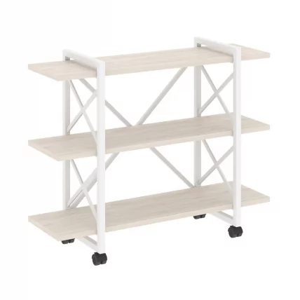 Стеллаж на колесных опорах - 3 полки LOFT  VR.L-MST.K-3.8V Металл белый Денвер светлый_0