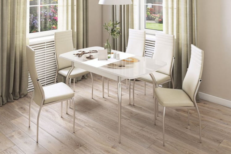 Стол обеденный раздвижной Танго Белый-Орхидея_5