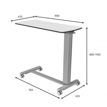 Передвижной приставной столик с регулировкой по высоте EUREKA ERK-BF-1006, белый_3