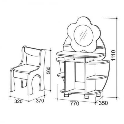 Столик и стульчик Ромашка Набор Дуб млечный / Розовый_1