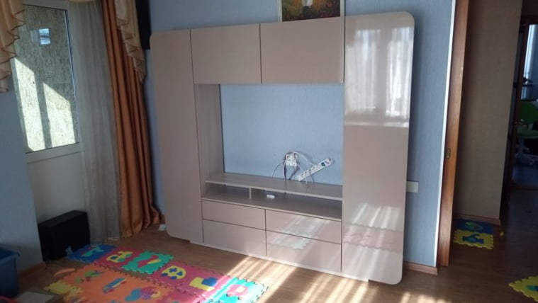 Шкаф комбинированный Румба 03.272 Ясень шимо светлый Мокко глянец_2