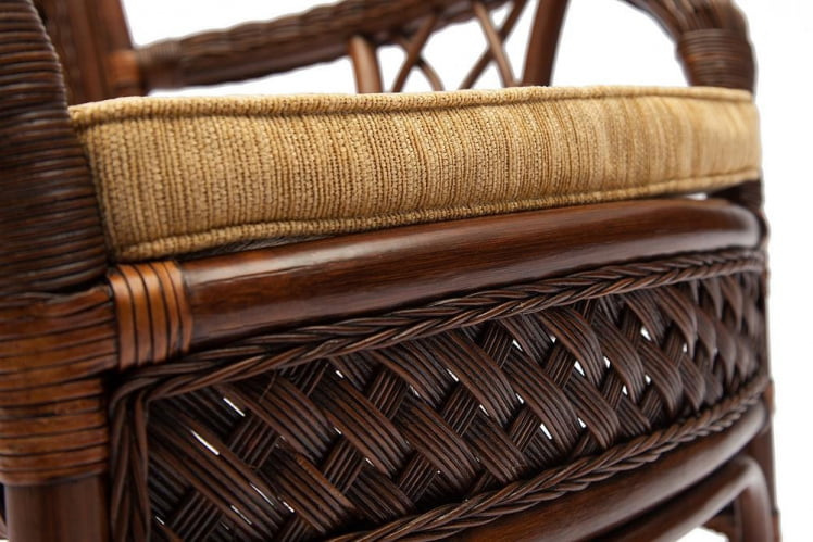 Комплект обеденный ANDREA ( стол со стеклом + 4 кресла + подушки) Pecan Washed (античн. орех), Ткань рубчик, цвет кремовый_4