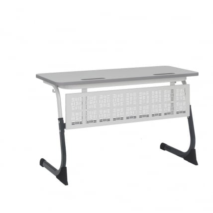 Парта двухместная регулируемая по высоте СМАРТЙ ПЛУС с сетками (рост 3-5) Антрацит/Белый/Серый / SMARTY PLUS_0