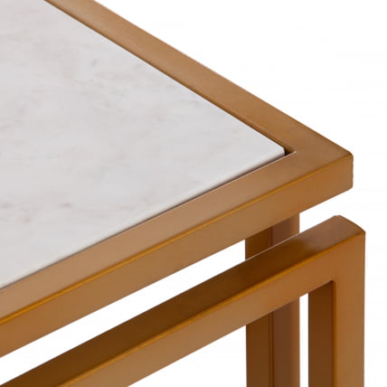 Столик кофейный Secret De Maison QUATTRO ( mod. 14153 ) алюминиевый сплав/мрамор, 41*41*41 см, золотой/белый мрамор_3