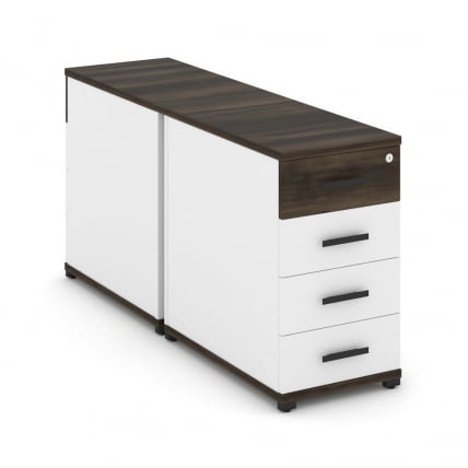 Тумба двухсторонняя опорная приставная с 4-мя ящиками CONCEPT CN.DTGO-002 B/W Дуб Мали Белый бриллиант Черный_0