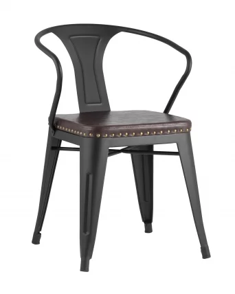 Стул TOLIX ARMS SOFT с подлокотниками Черный матовый_0