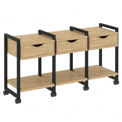 Тумба на колесных опорах наборная. Вариант №4 LOFT VR.L-TN-4.K Металл черный Тиквуд светлый_0