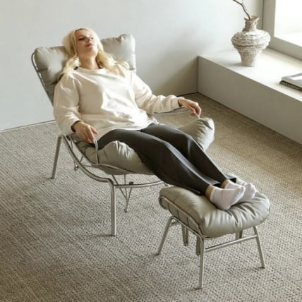 Кресло-качалка Liam с пуфом, серое_4