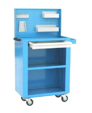 Тележка инструментальная с тремя полками, ящиком и экраном, держателями и полками_1