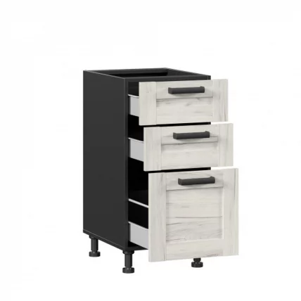 Тумба кухонная 400 с 3 ящиками (4) Винченца ЛД 234.110.000.055 Черный Дуб Крафт белый_1