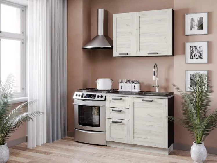 Кухонный гарнитур 1600 Винченца №6 Черный Дуб Крафт белый_0