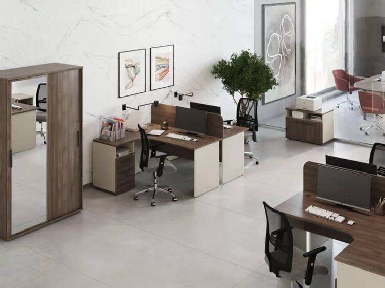 Комплект офисной мебели New Line №3 Дуб шамони темный_0