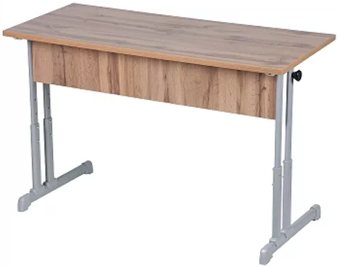 Парта двухместная с прямыми углами (рост 3-7) Клен Танзау/Металл Серый_0