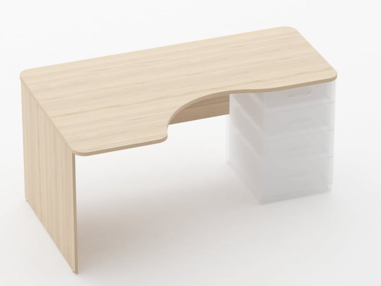 Стол угловой под встроенную тумбу Glassy 1.141.16Л Дуб молочный_0