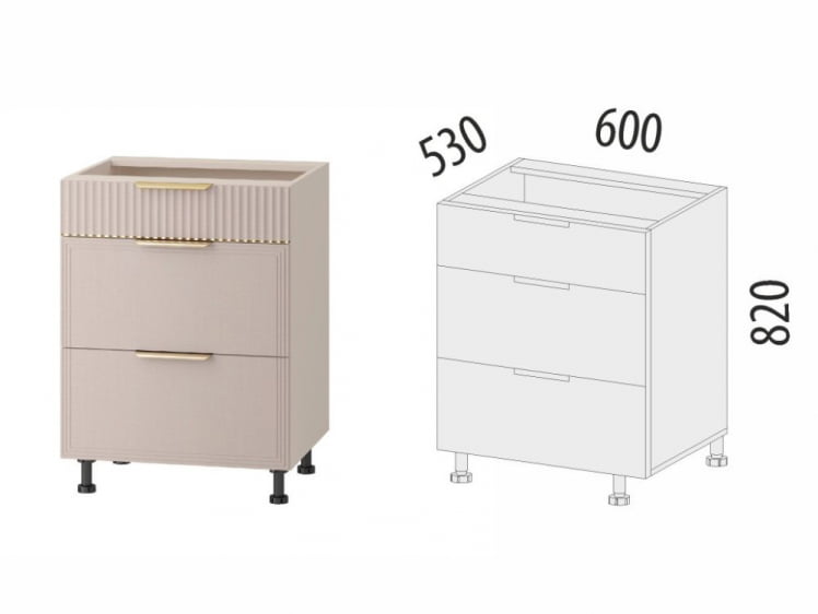 Напольный шкаф (3 ящика с системой плавного закрывания) Флоренция 107.91_6