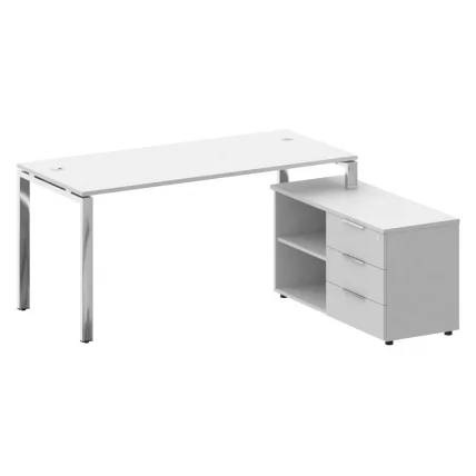 Стол рабочий руководителя с опорной тумбой METAL SYSTEM DIRECT БГ.СРТ-4.7 Пр Белый_0