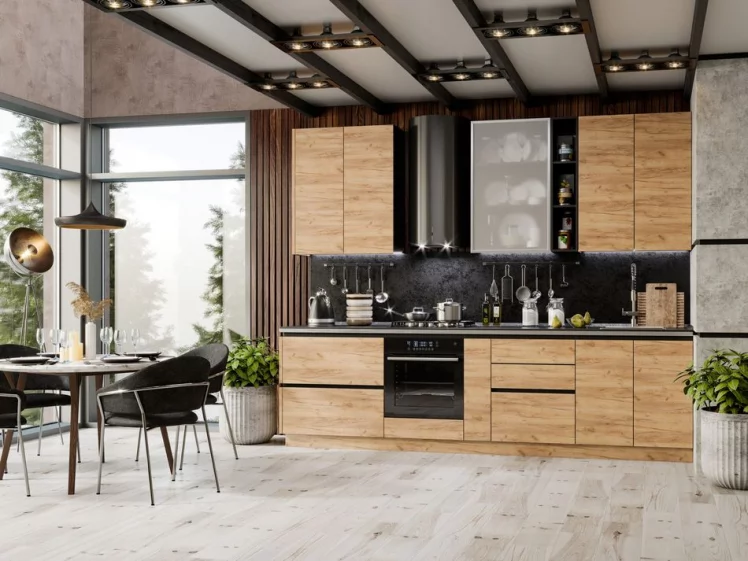 Панель окончание тумбы кухонной 770 Шервуд ЛД 281.970.000 Дуб золотой Черный_1