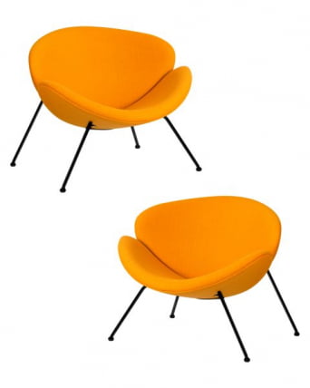 Кресло дизайнерско DOBRIN EMILY (желтая ткань AF13, черное основание) 2 шт_0