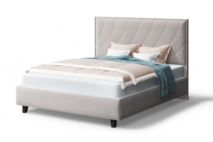 Кровать СОФИЯ 2000*1200мм (на опорах), велюр NEO 02 (бежевый), (б/основания, б/матраса)_0