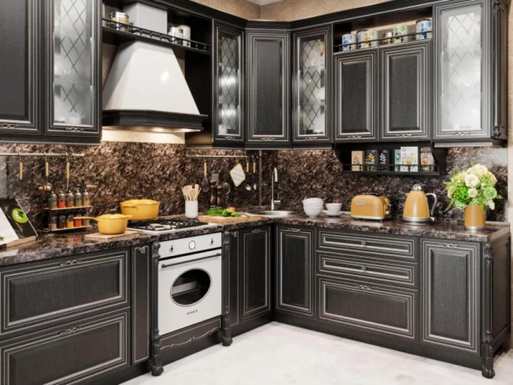 Тумба кухонная 400 с 3 ящиками ЛЮКС (4) Италия ЛД 275.886.000 Черный Дуб темный_4