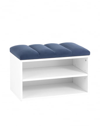 Обувница Хольст белая велюр Синий_0