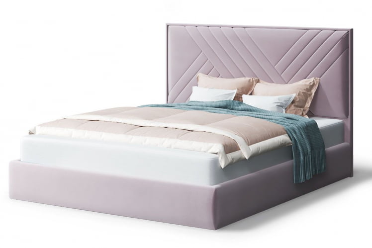 Кровать МИРА 2000*1800мм (без опор), велюр NEO 15 (лиловый), (б/основания, б/матраса)_0