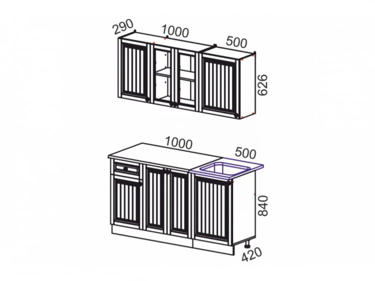Кухня Хозяюшка 1,5 м Белый/Трюфель_1