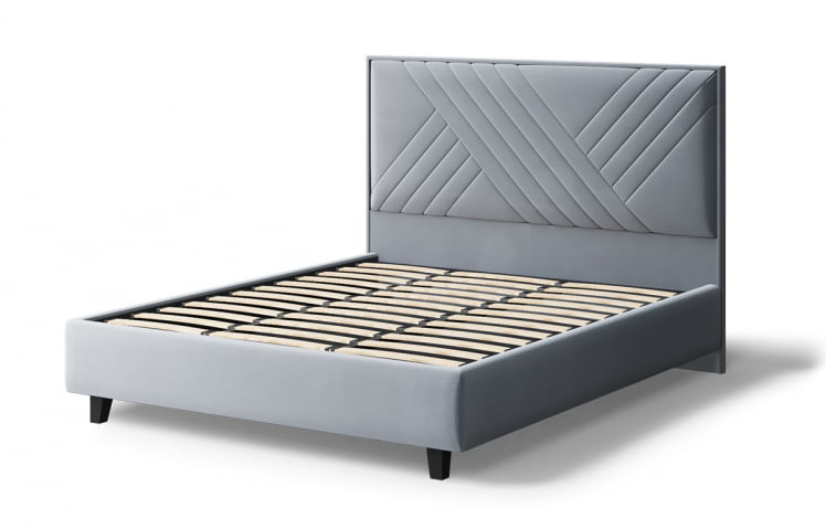 Кровать МИРА 2000*1400мм (на опорах), велюр NEO 25 (серый), (б/основания, б/матраса)_2