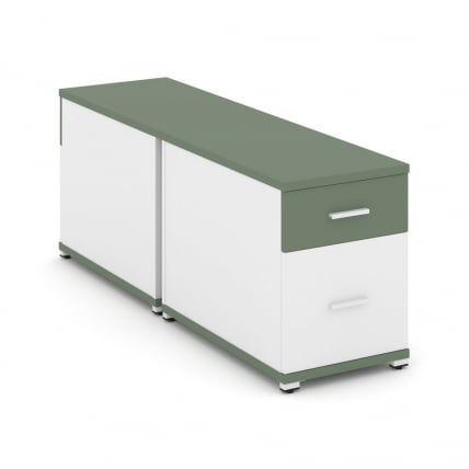 Тумба двухсторонняя опорная приставная с ящиком и распашным фасадом CONCEPT CN.DTGO-004 B/W Кобо Белый бриллиант Белый_0