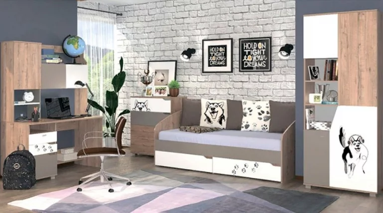 Стол письменный с надстройкой Хаски 12 Дуб Ирландский Мокко Белый_3