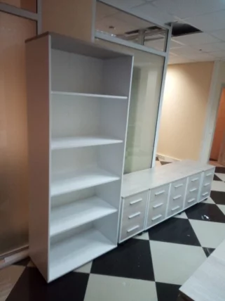 Шкаф 4 широкий открытый Deka 10.19.101 Дуб Сантана светлый/Белый_2