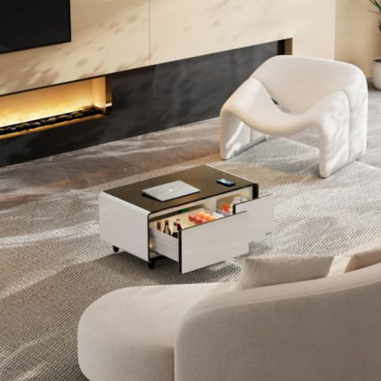 Умный кофейный столик с холодильником EUREKA TB90, White+Black_7