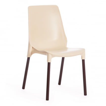 Стул GENIUS (mod 75) металл/пластик, 46x56x84cм, бежевый/коричневые ножки_0