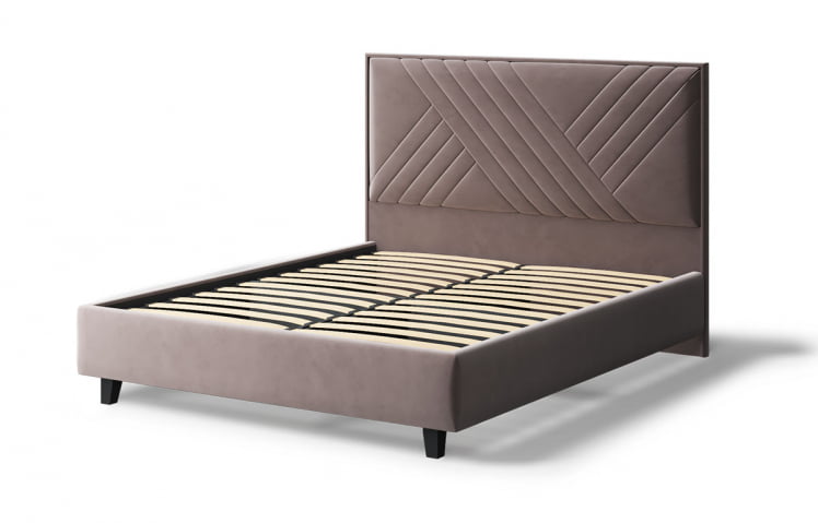 Кровать МИРА 2000*1400мм (на опорах), велюр Бренди лайт 05 (кофе), (б/основания, б/матраса)_1