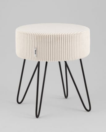 Пуф Спейси велюр рельефный молочный_0