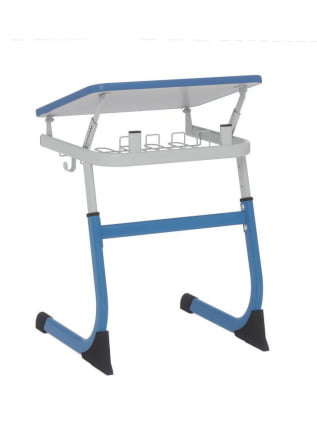 Парта одноместная регулируемая по высоте СМАРТЙ 600х500 с углом наклона столешницы и антивандальной полиуретановой кромкой (рост 5-7) Желтый/Серый / SMARTY_1