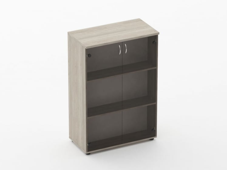 Шкаф средний 2 стеклянные двери Twin 16.14.131 Дуб Сантана светлый_0